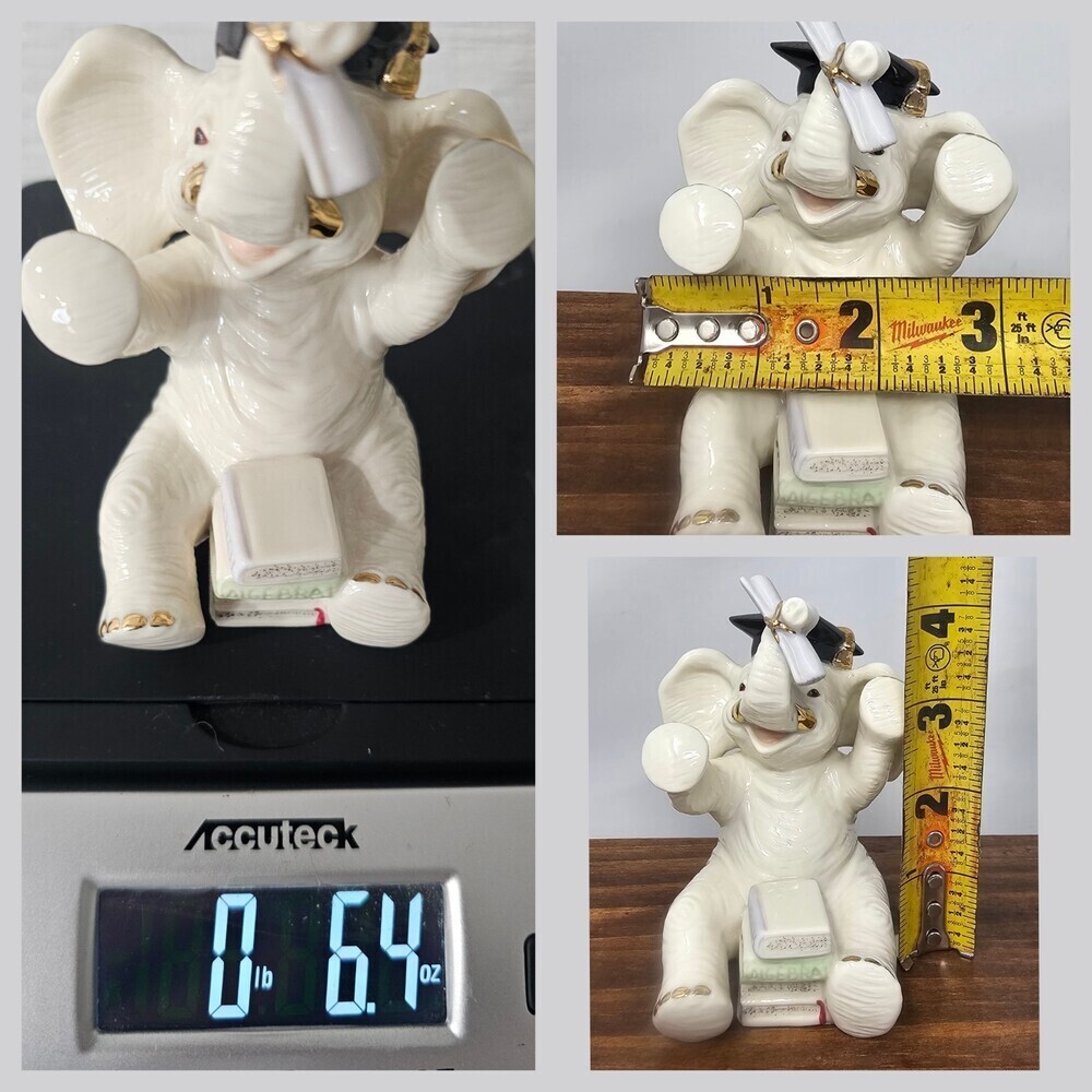 Lenox Best Of The Class Porcelain Graduation Elephant Figurine 4.5" Diploma - Picture 8 of 8